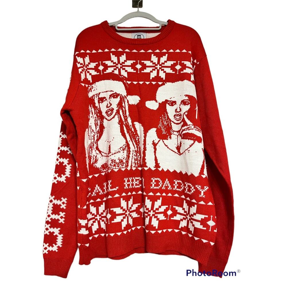 Bar Stool Sports Holiday Sweater •Men L•Call Her Daddy Christmas Ugly Xmas Red